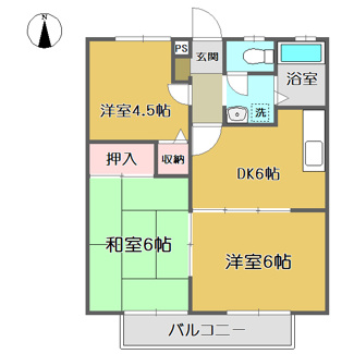 【間取り】 | シティ加茂川　B | 3DK