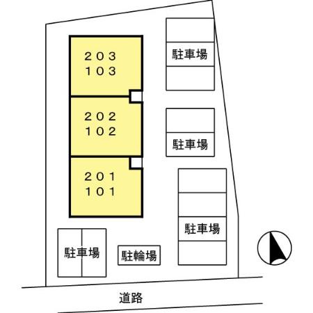 熊本市北区弓削６丁目のアパートの区画図