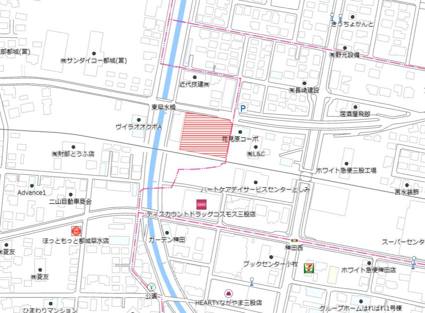 都城市早水町の売地の土地図