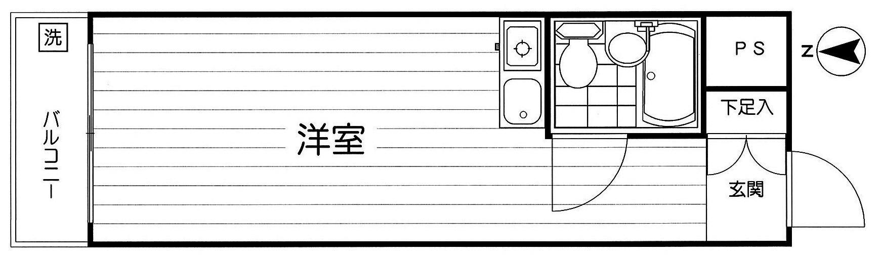 サンヒル新町の間取り|ワンルーム