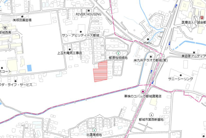 都城市都原町の売地の土地図