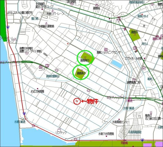 連島町鶴新田リフォーム済中古戸建の地図