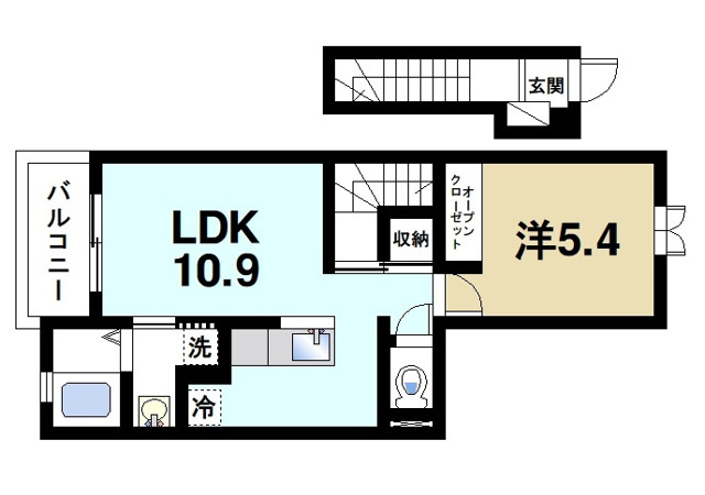 サンセレノ　ＷＡＢＩの間取り|ゆったりと暮らせる1LDKの間取りです。