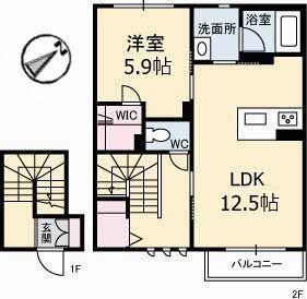 【間取り】 | Ｄｅａｒ　Ｃｏｕｒｔ新涯