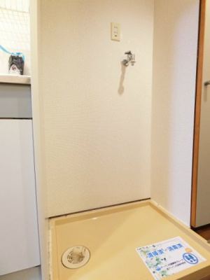 【設備】 | シャインヒルズ向ヶ丘 | キッチン横にある室内洗濯機置き場です♪防水パンが付いているので万が一の漏水にも安心です！