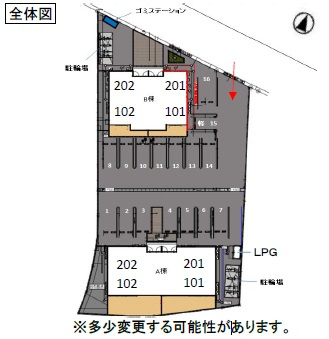 総社市門田のアパートの駐車場