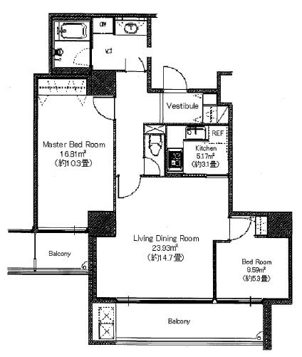 中央区新川１丁目の賃貸マンションの間取り