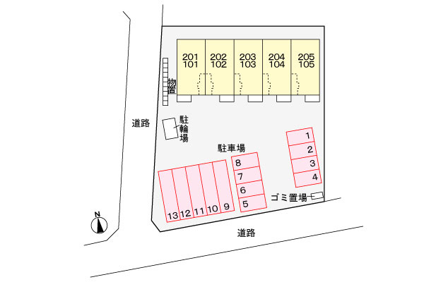 サンハイム高畠の駐車場