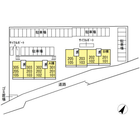 熊本市東区月出６丁目のアパートの区画図
