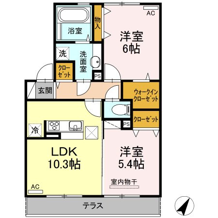 熊本市東区月出６丁目のアパートの間取り