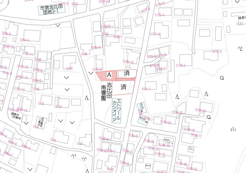 都城市志比田町の売地の土地図