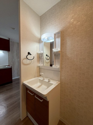 【洗面所】 | ヴィラパークヒルⅠ | 洗髪洗面化粧台で忙しい朝にも寝癖の付いた頭にも優しい☆お化粧するときにも大活躍です♪