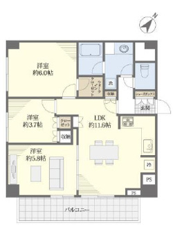 【間取り】 | 【未公開】東建ニューハイツ西新宿【角部屋】 | 【未公開】東建ニューハイツ西新宿【角部屋】