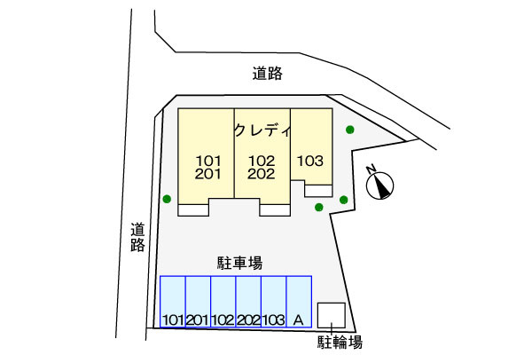 クレディの駐車場