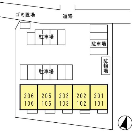 菊池郡菊陽町花立１丁目のアパートの区画図