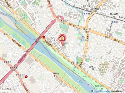 【地図】 | 上野毛ガーデンハイツA棟 | 病院や郵便局、図書館が近く生活に便利な施設が整っています
