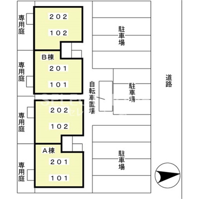 【駐車場】 | セジュール薮田 B | 駐車場に車を止められます