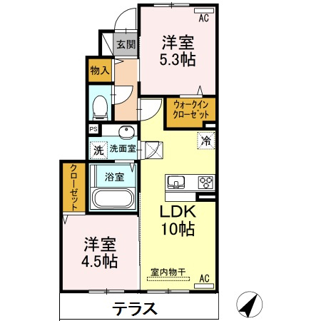 熊本市東区沼山津２丁目のアパートの間取り
