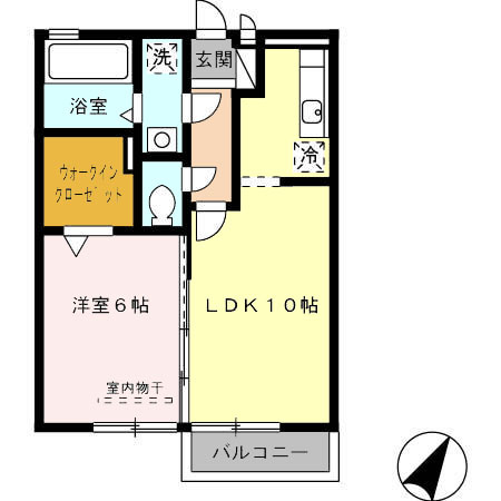 熊本市東区尾ノ上３丁目のアパートの間取り