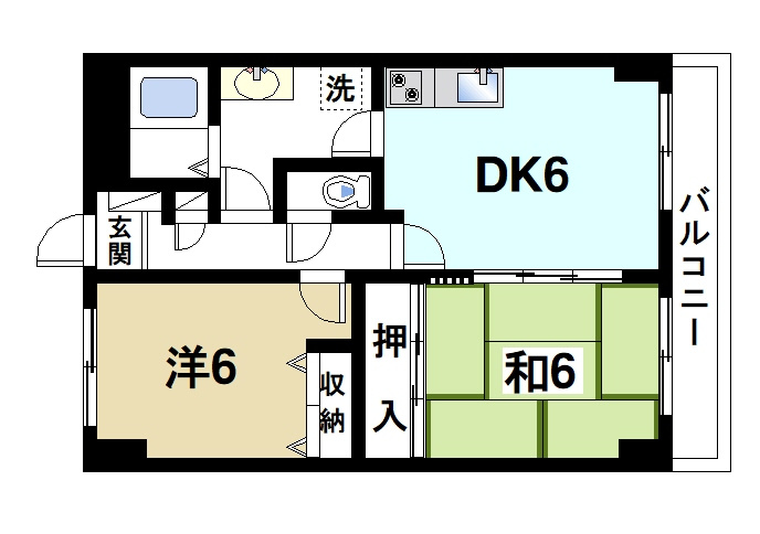 メープルコート中村の間取り|南向きの明るいバルコニーです