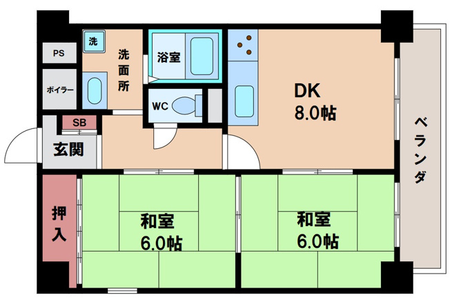 【間取り】 | ハイツ天王寺2号館