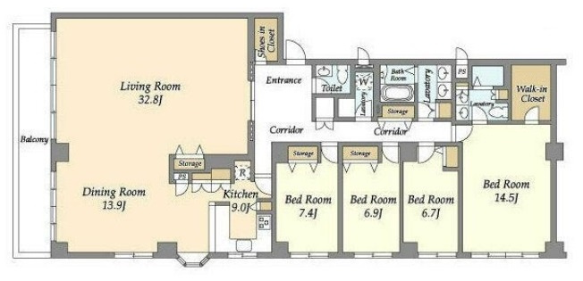 港区西麻布４丁目の賃貸マンションの間取り