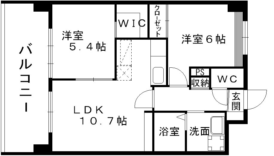 熊本市東区御領６丁目の賃貸マンションの間取り