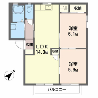 【間取り】 | グリーンヴィラージュ　Ａ