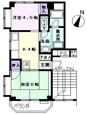 【間取り】 | ハイツ内田 | 振分タイプの間取です