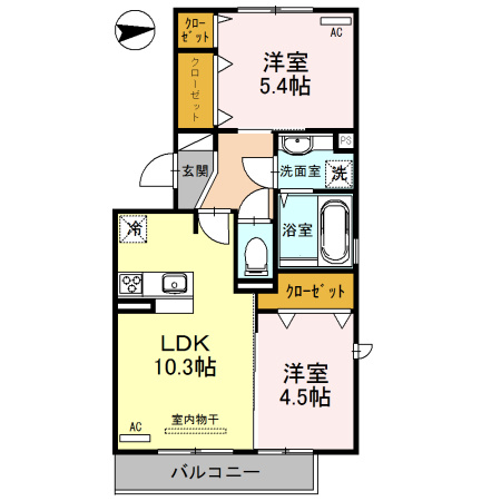 熊本市南区野口１丁目のアパートの間取り