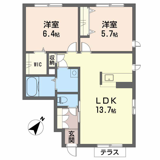 【間取り】 | シャーメゾンリヤン A棟 | 2LDKのお部屋です