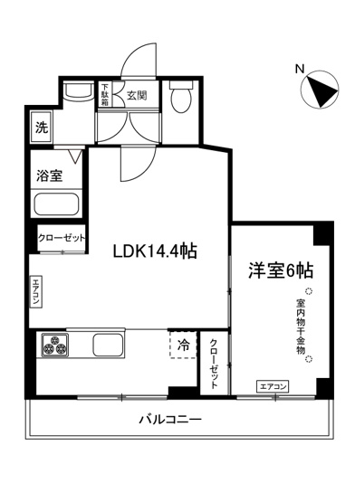 【間取り】 | レヴール | 1LDKタイプはキッチンと寝室を分けたい方におすすめです☆カップルさんや新婚さんにも大人気！なんと言っても角部屋なのが嬉しい♪