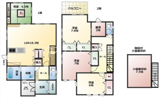 【間取り】 | 岐阜市鏡島　分譲住宅　掘りごたつと書斎があるお家 | 岐阜市鏡島・書斎・小屋裏収納♪