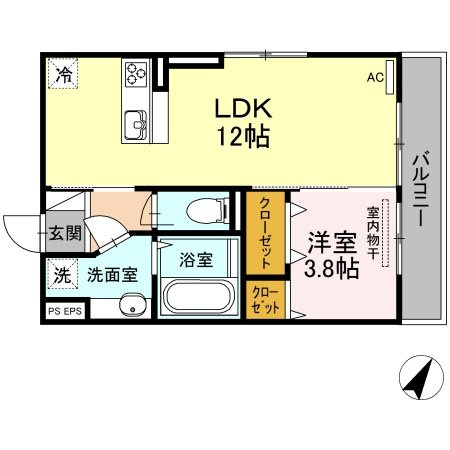 熊本市東区戸島西１丁目のアパートの間取り