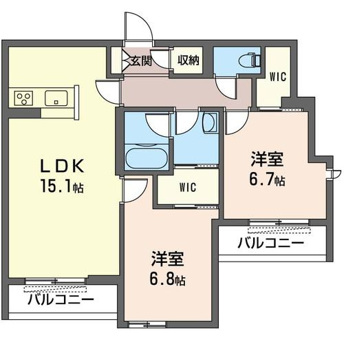 【間取り】 | シャーメゾンセンター北【SHM】 | カップルさんやファミリーさんにもオススメの2LDKタイプ！全室洋室で過ごしやすいですね☆