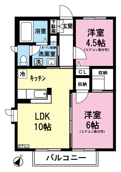 【間取り】 | ミルフィーユ日吉 | カップルさんやファミリーさんにもオススメの2LDKタイプ！なんと言っても角部屋・最上階なのが嬉しい♪
