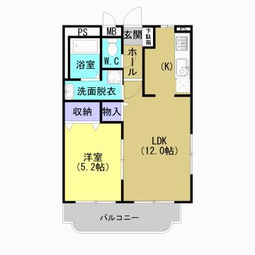 熊本市北区麻生田４丁目の賃貸マンションの間取り