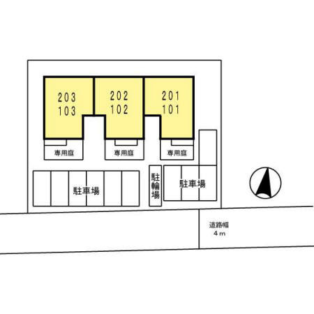 熊本市東区石原１丁目のアパートの区画図