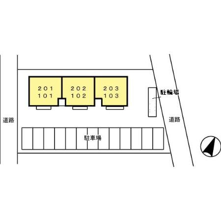 熊本市東区石原３丁目のアパートの区画図