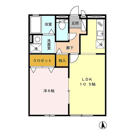 熊本市東区花立６丁目のアパートの間取り