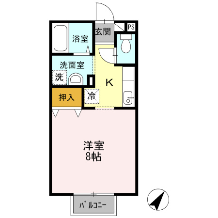 熊本市東区御領３丁目のアパートの間取り