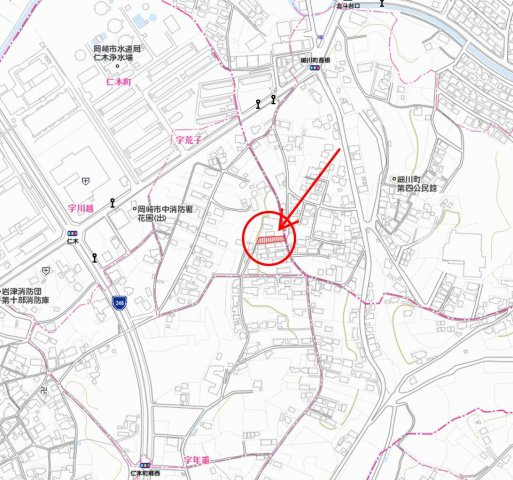 岡崎市仁木町字荒子115-1の地図