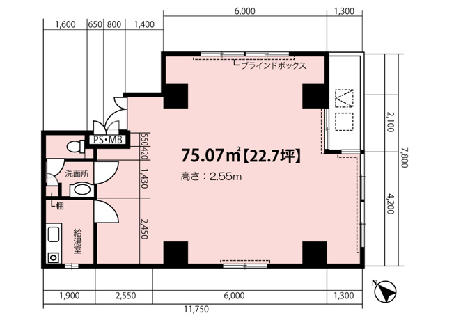 【間取り】 | ベガプラザビル | 専有面積75.07平米！店舗・事務所として利用可能です☆