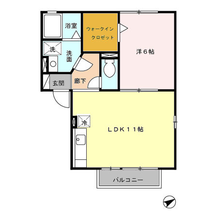熊本市北区弓削６丁目のアパートの間取り