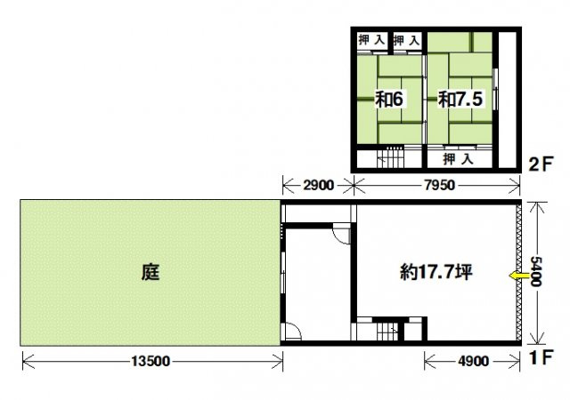 天理アーケード商店街店舗（川原城町）の間取り