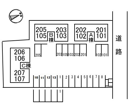 サングリーンB棟の区画図