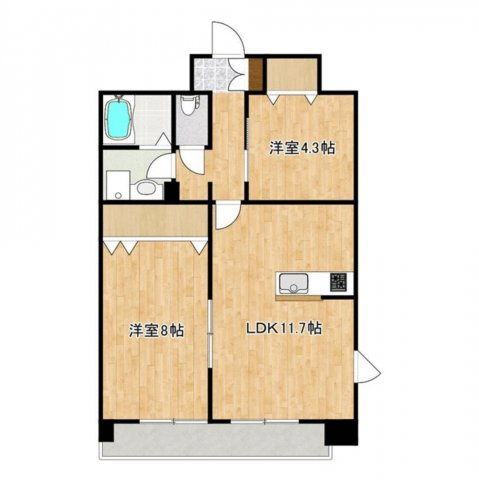 熊本市東区花立６丁目の賃貸マンションの間取り