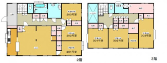 【間取り】 | シェアハウス・ブルーメン | 居室は全部で6部屋☆