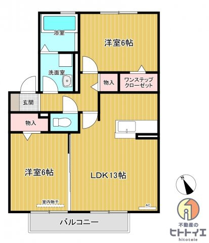 レスペートB棟の間取り|2LDKです