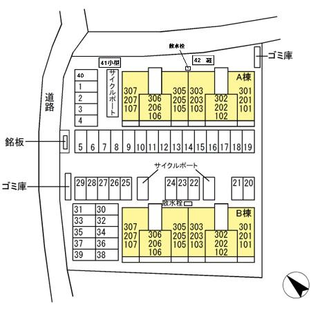 熊本市東区御領５丁目のアパートの区画図